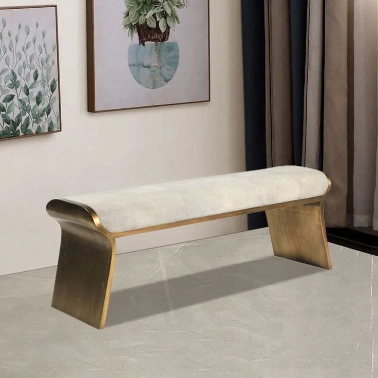 Aanjana Arts gold curved bench