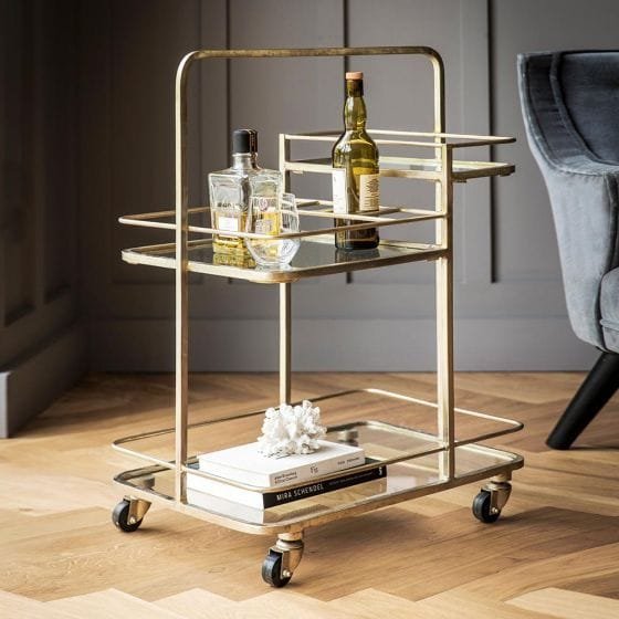 Aanjana Arts gold frame bar cart