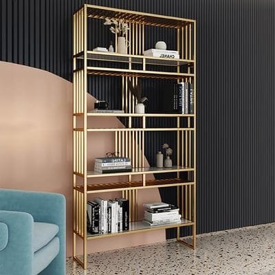 Aanjana Arts gold frame bookshelf unit
