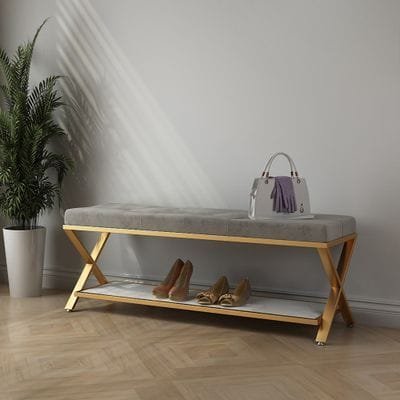 Aanjana Arts gold x leg shoe bench