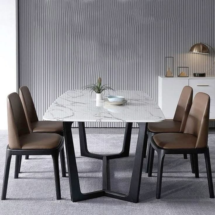 Aanjana Arts leather dining set marble table