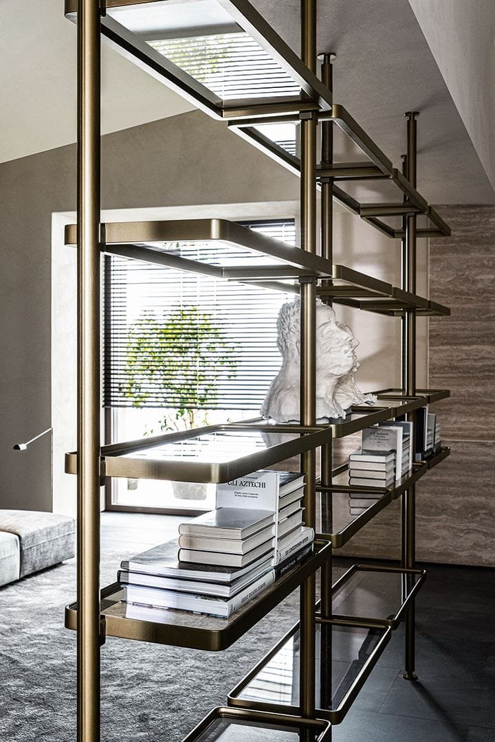 Aanjana Arts brass cantilever shelf display