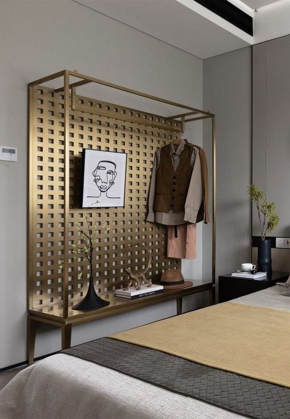 Aanjana Arts gold lattice closet display
