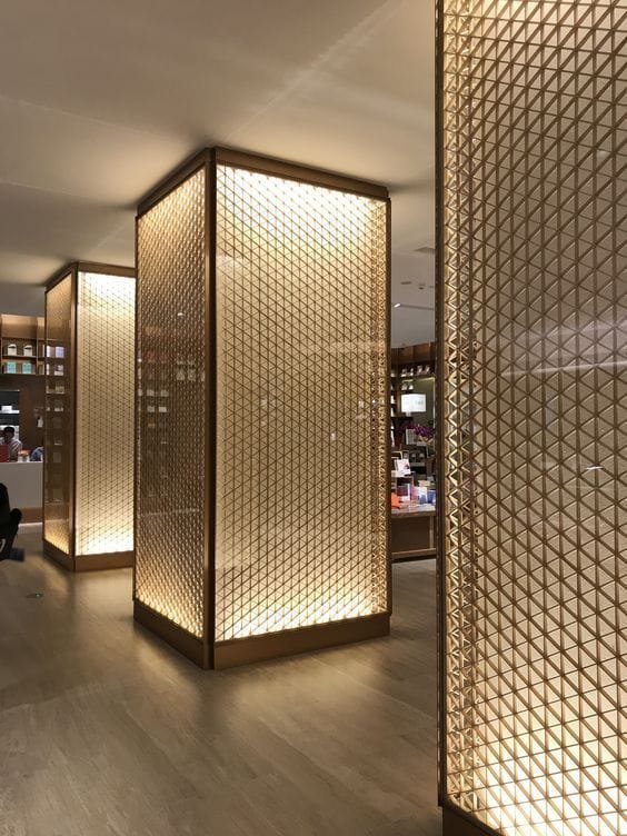 Aanjana Arts gold trellis lightbox column