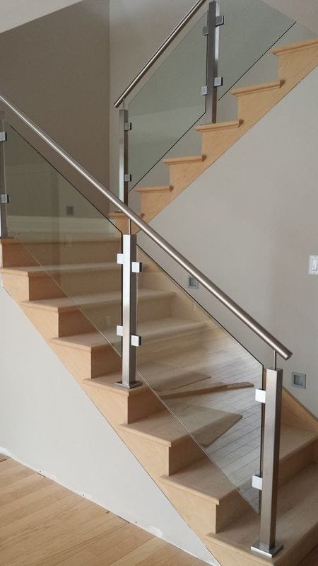 Aanjana Arts glass steel staircase railing