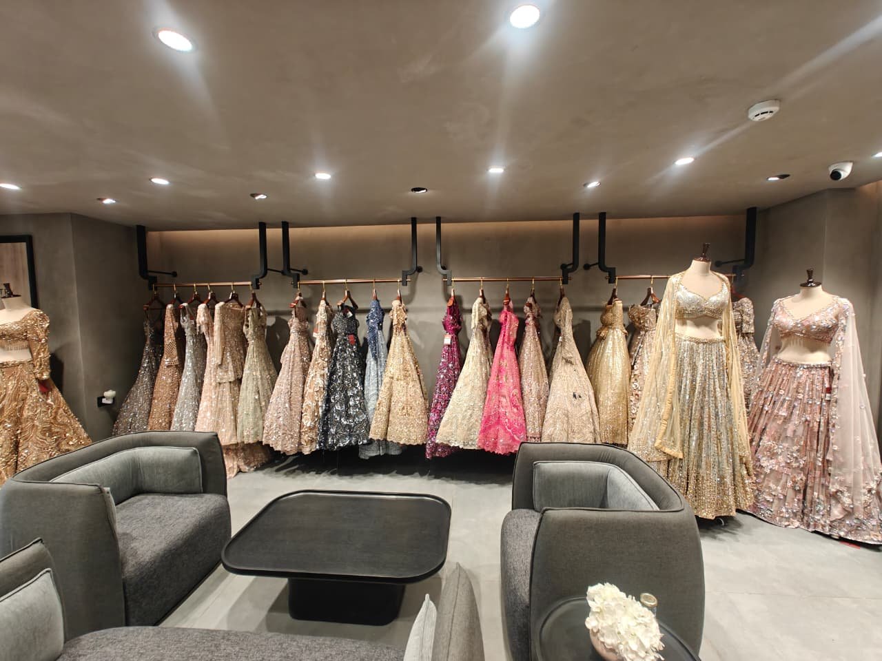 Aanjana Arts boutique gown display wall