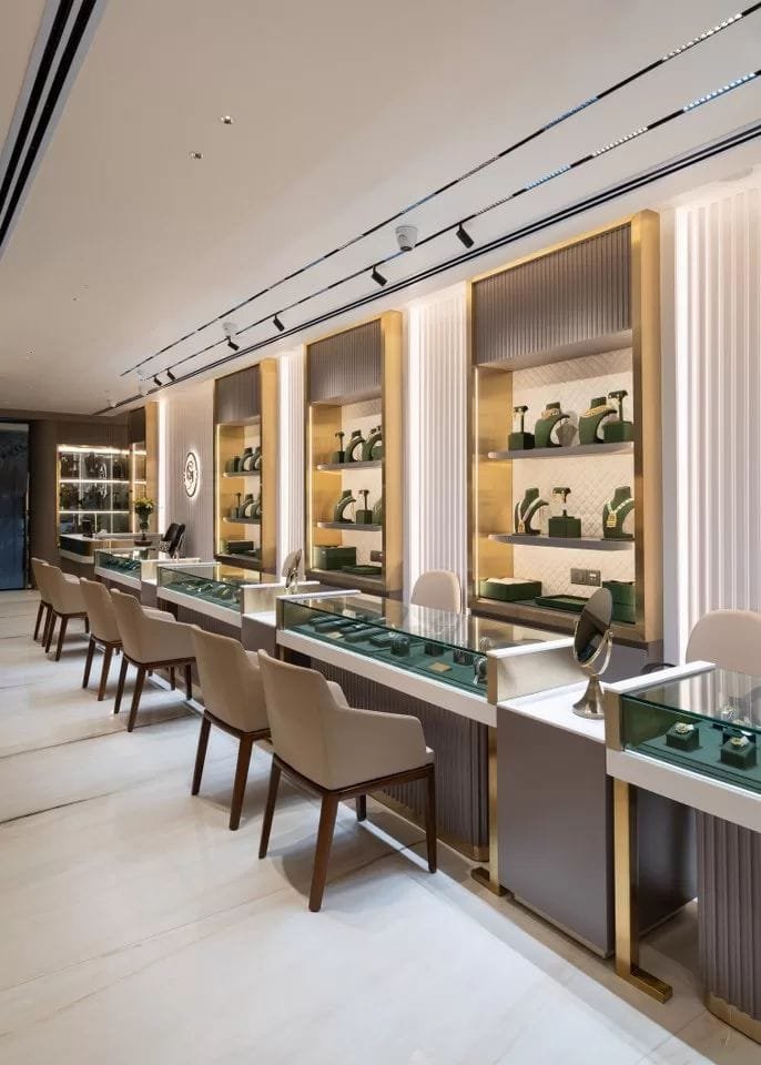 Aanjana Arts jewelry showcase counters